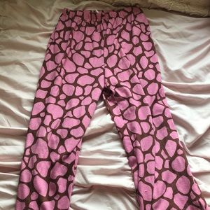 Pink and brown pajama pants
